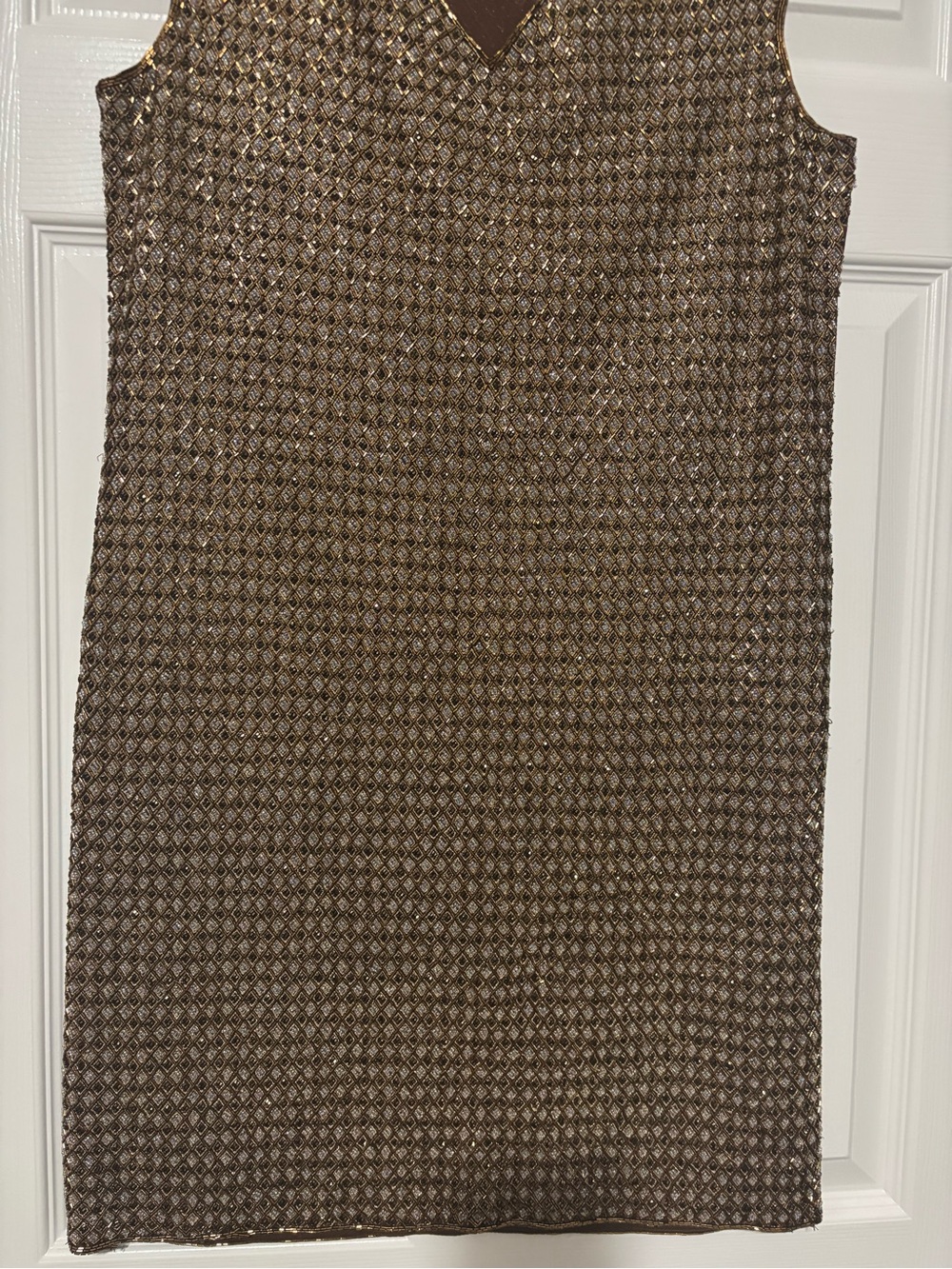 Calvin Klein Metallic Brown High Luxurious Beaded Dress